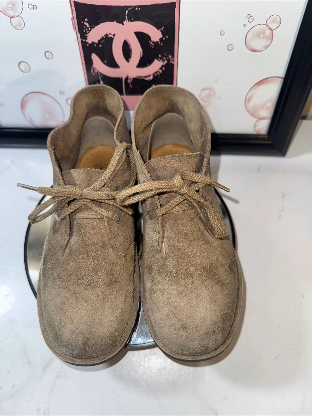 Clarks Originals Kids Leather Taupe Desert Boot - Size 11.5M/W